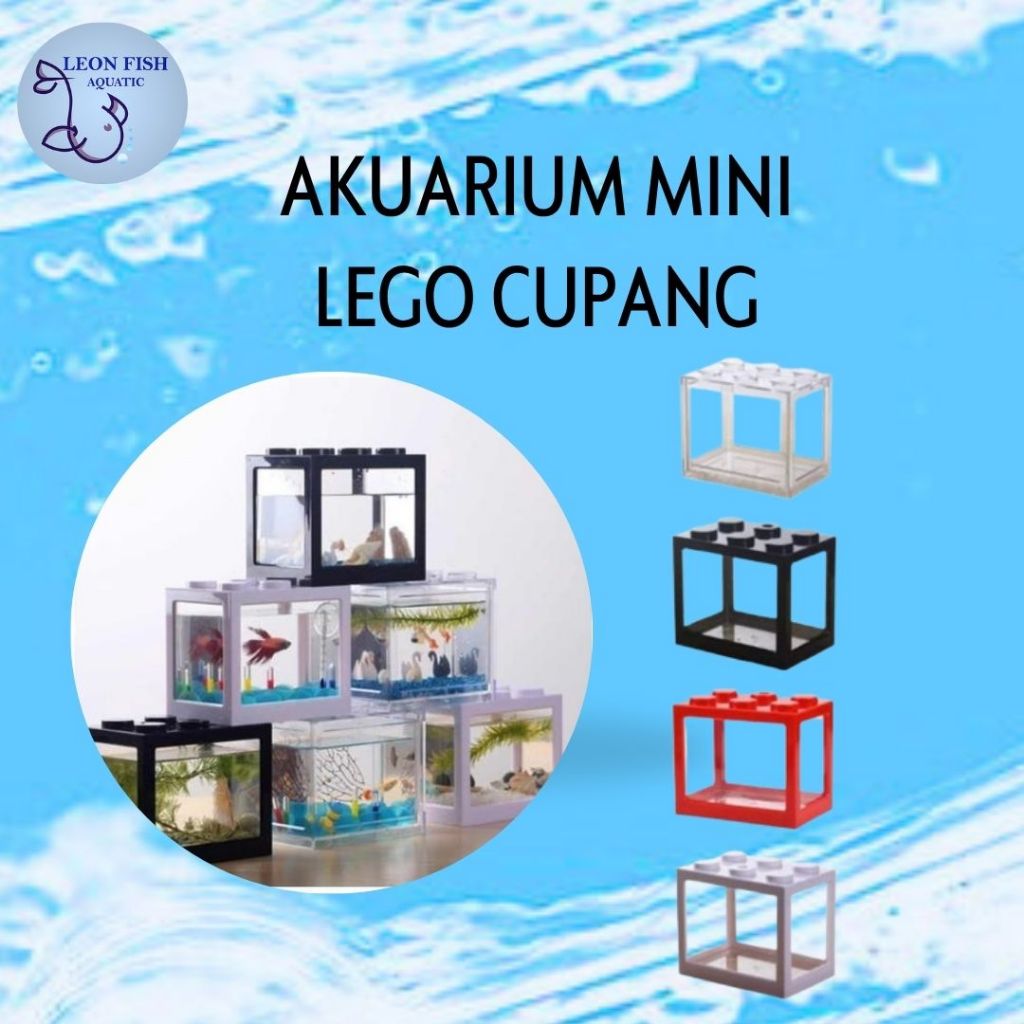 Aquarium Akuarium Mini LEGO Block Soliter Ikan Cupang LED / Aquarium Mini Cupang Estetik