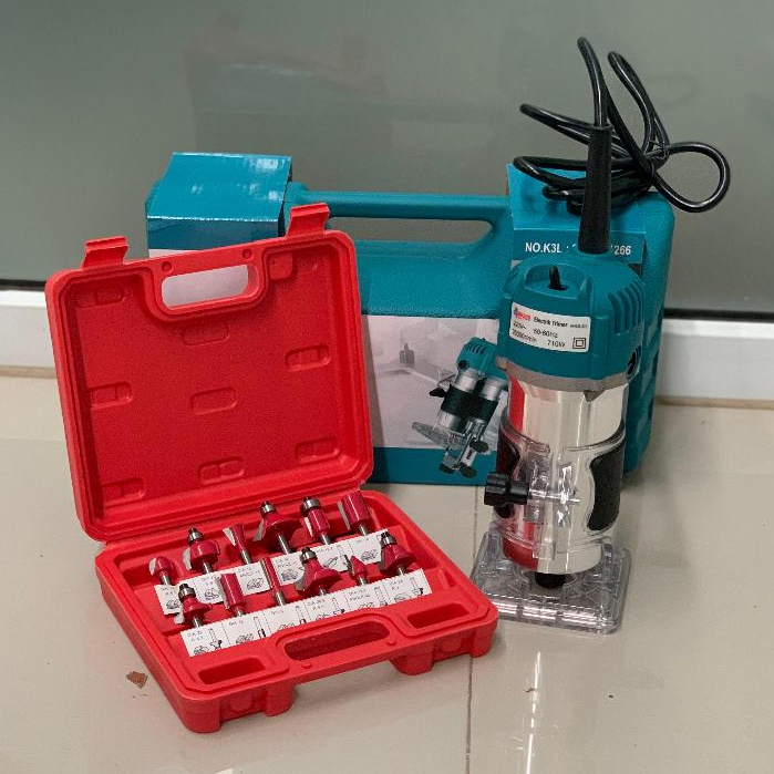 DISKON 1 SET MESIN TRIMER DAN MATA PROFIL - MESIN ROUTER - MESIN PROFIL KAYU - MATA TRIMMER KAYU SET