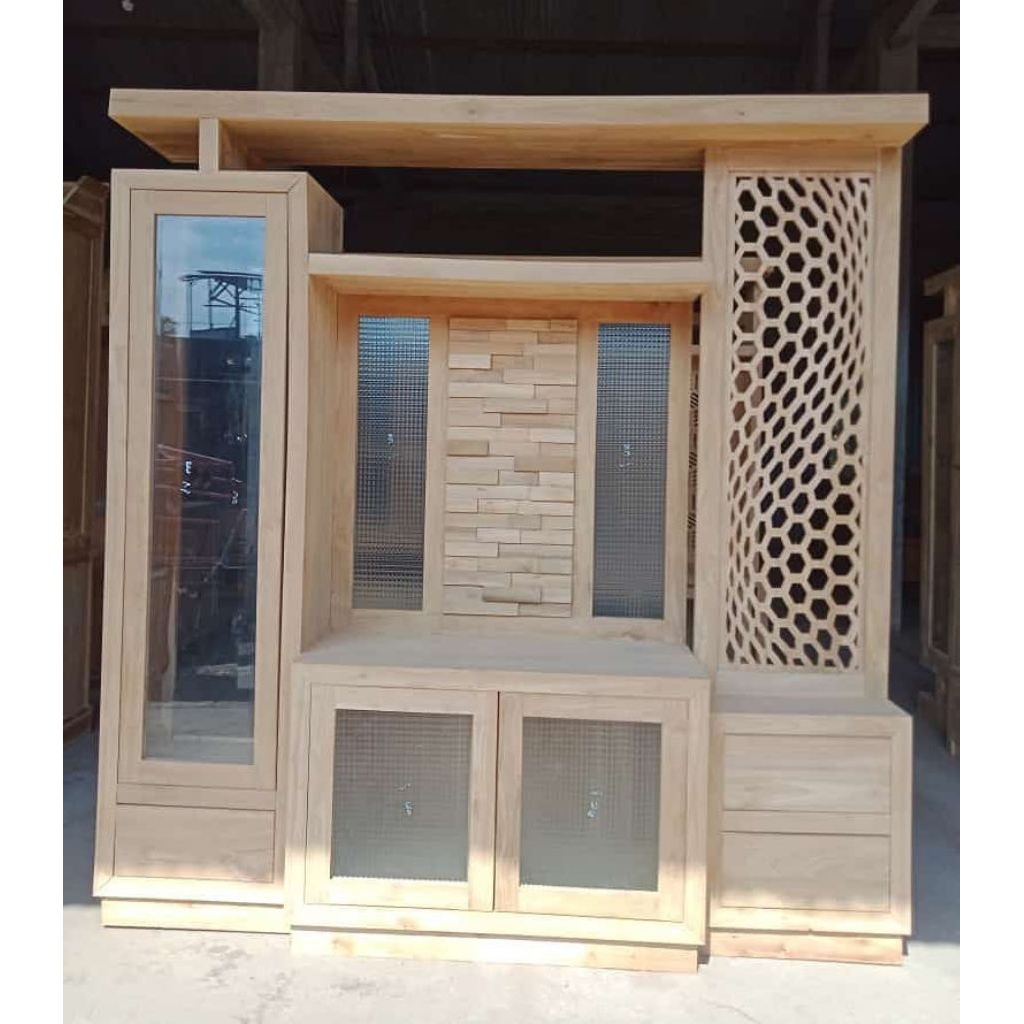 bufet tv jati, bufet partisi penyekat ruangan kayu jati