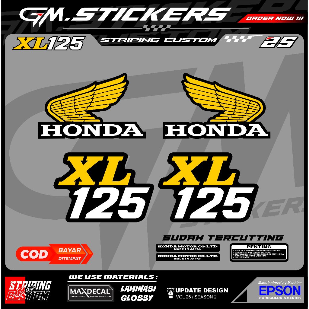 STRIPING STIKER VARIASI HONDA XL 125 HONDA XL125 TRAIL XL 125 RETRO XL 125 CLASSIC K1
