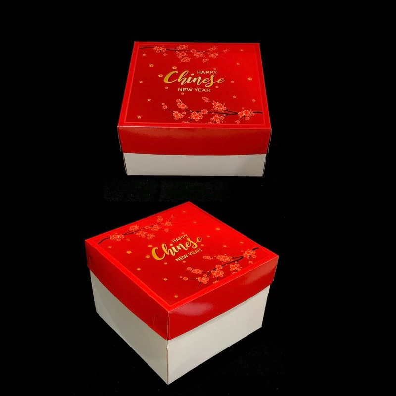 

5 Pcs Kotak Corrugated Putih Kemasan Hampers Kue Tart Ukuran 25x25x18cm Motif Sakura