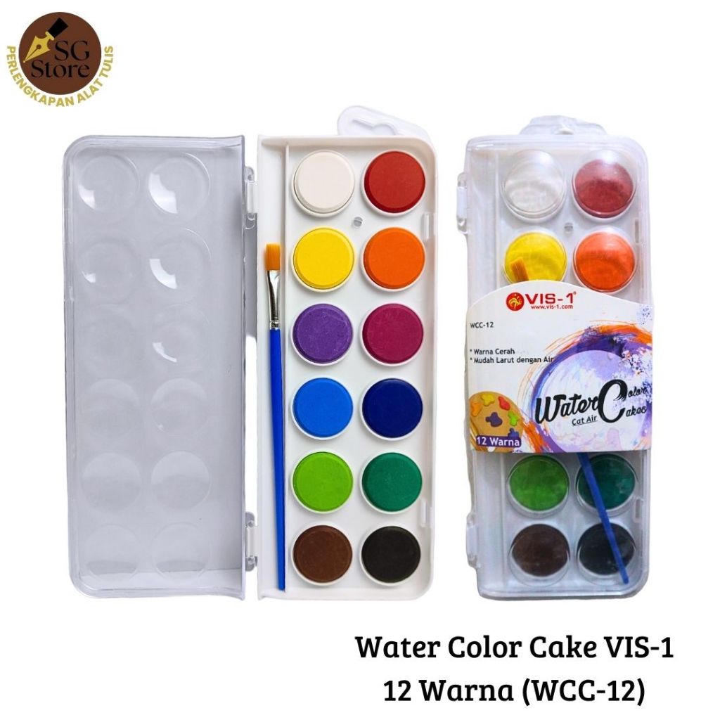 

VIS-1 - Water Color Cakes 12 Warna / Watercolor Paint Cake / Cat Air Cat warna WCC-12