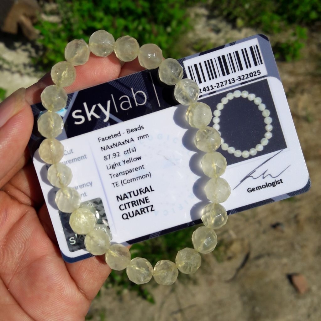 Gelang Permata Batu Lemon Citrine Quartz Dengan Sertifikat Memo