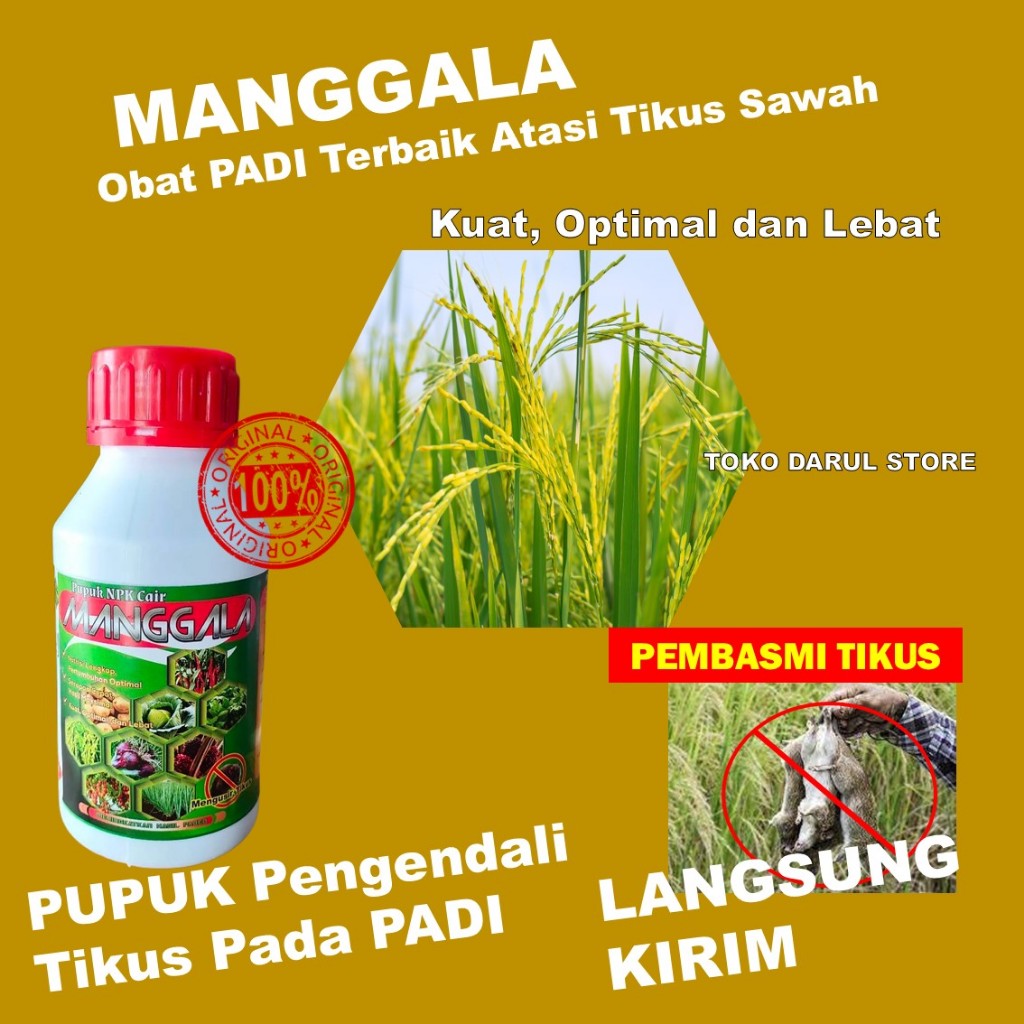 Pupuk MANGGALA 500ml - Pupuk Cair NPK + Obat Hama Tikus Sawah Ampuh | Pembasmi Tikus Tanaman | Pengu