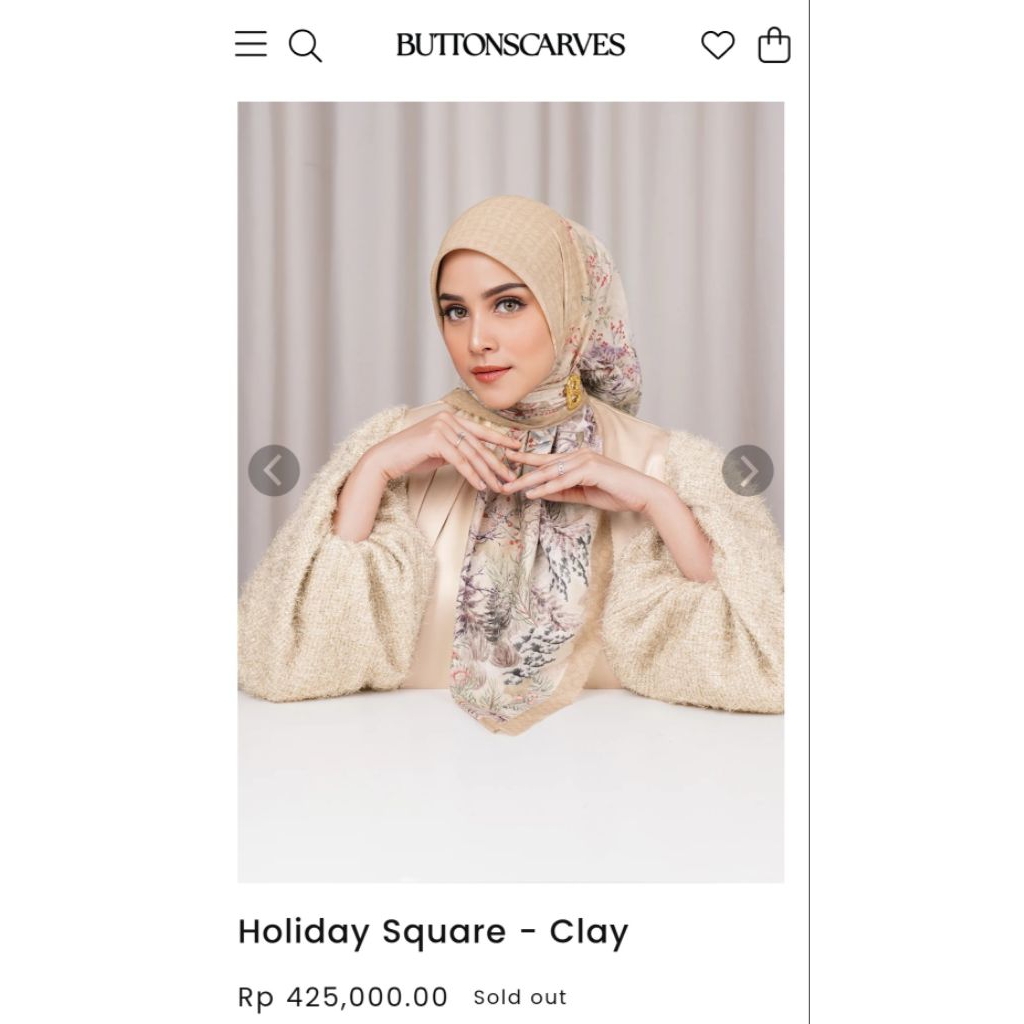 BS Buttonscarves Crame Latte - Cream - PL - Holiday Square - Clay