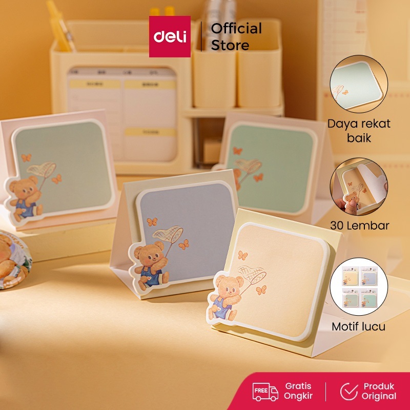 

Deli x Butterbear Sticky Notes / Catatan Tempel 30 Lembar Daya Rekat Baik NS359