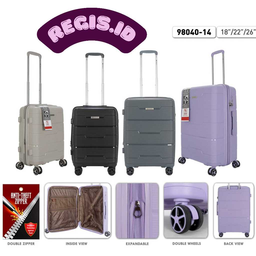 KOPER POLO CLASSIC ORIGINAL 100% 18inch 22inch 26inch FIBER ANTI PECAH DOBZIP TSA EXPAND 360DERAJAT