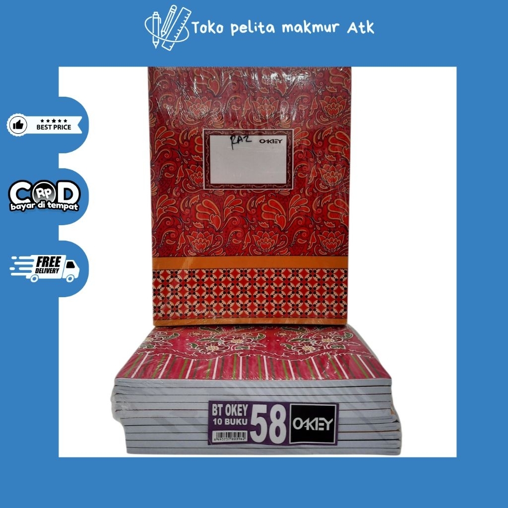 

BUKU TULIS OKEY BATIK BOXY 58 LEMBAR (1 PACK ISI 10 BUKU)
