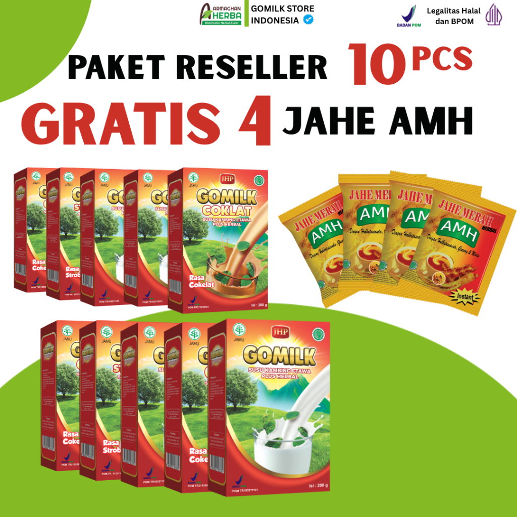 

[PAKET RESELLER] [GRATIS HADIAH][BELI 8 GRATIS 2] [EXPIRED LAMA] Susu Kambing GOMILK 200 gr GARANSI Produk Original