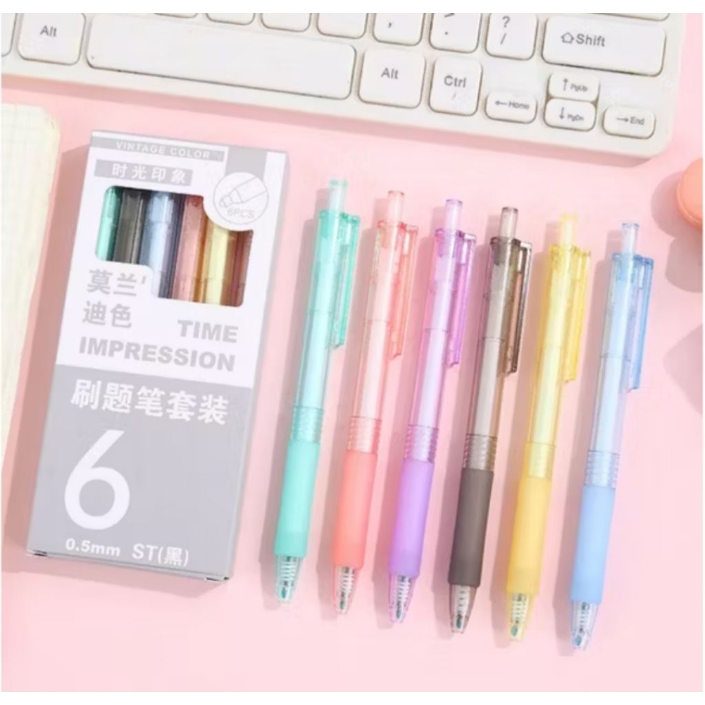 

(Bitbit Shop)(Um21) Bolpen set isi 6 Mekanik Pulpen Pena Time Impression Vintage Color