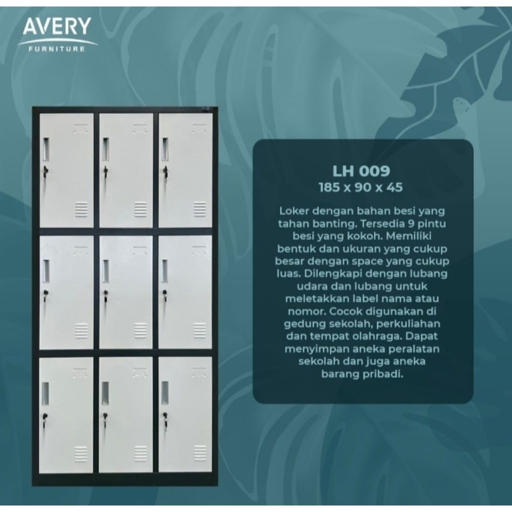 Locker 9 pintu plat besi