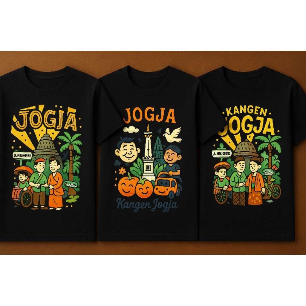 Kaos Oleh-Oleh Jogja Murah || Lengan Pendek Desain Khas Malioboro