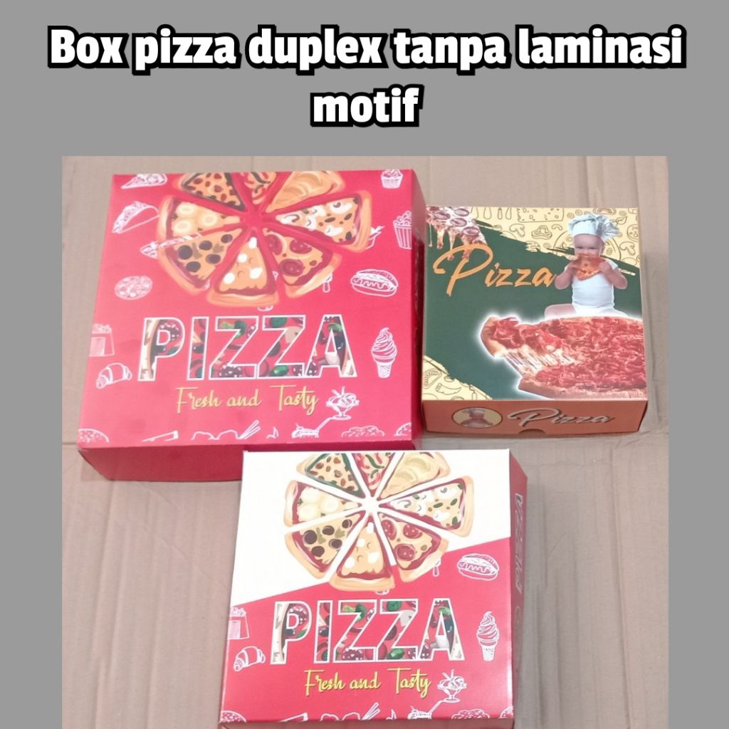 

10pcs Box pizza duplex tanpa laminasi motif