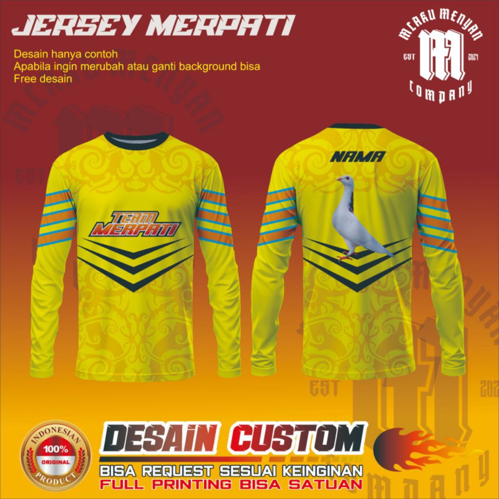 Jersey Merpati Custom (Bahan Milano)