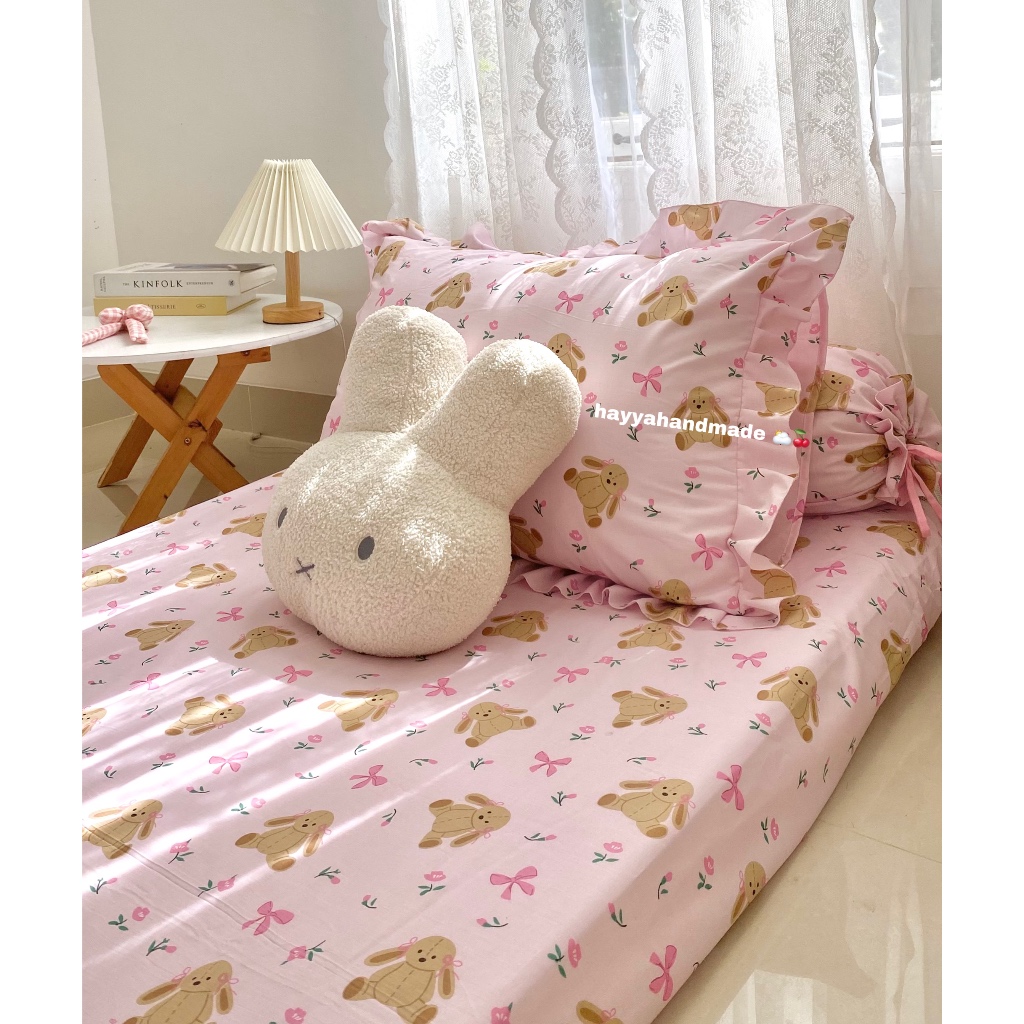 hayyahandmade | sprei motif bunny | sprei aesthetic motif kelinci|  sprei motif bunga kecil