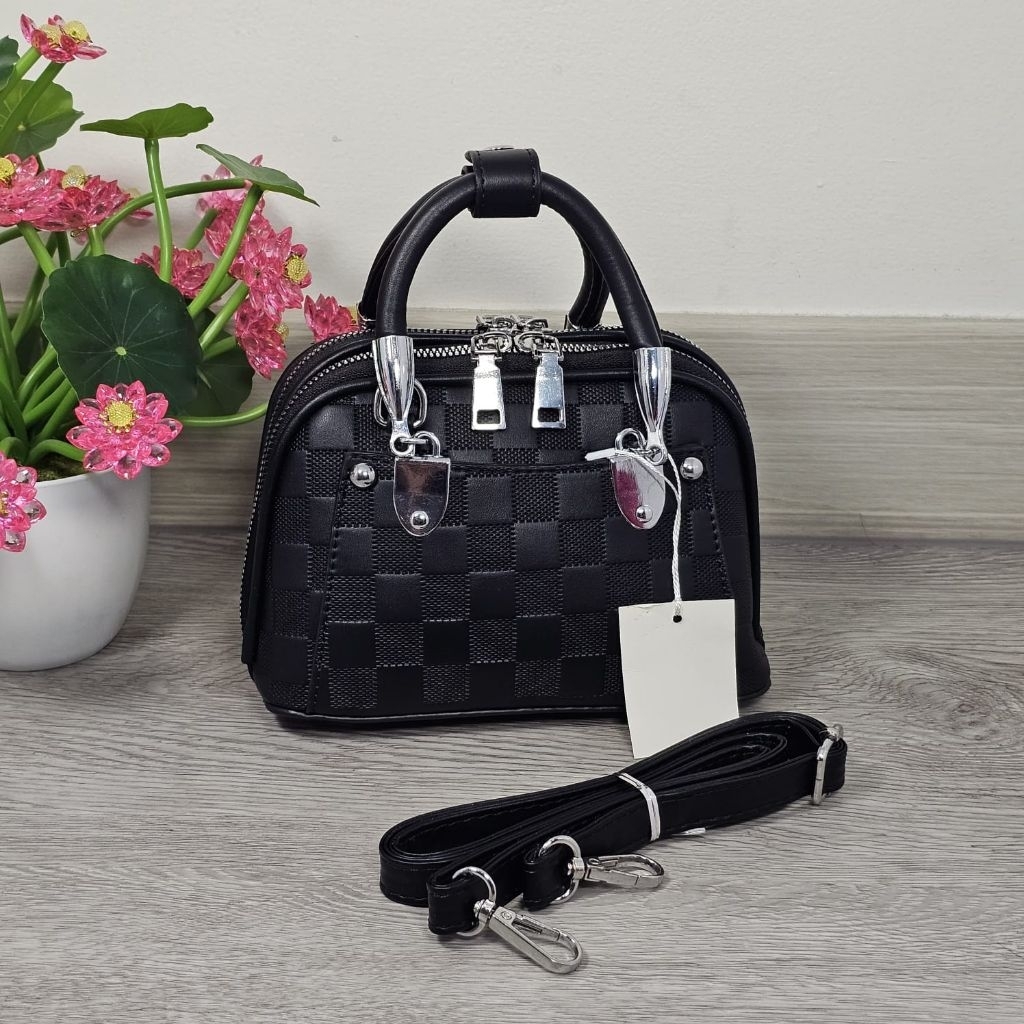 Tas Selempang Alma Mini Motif Khusus Hitam Model Terbaru (B08-4)
