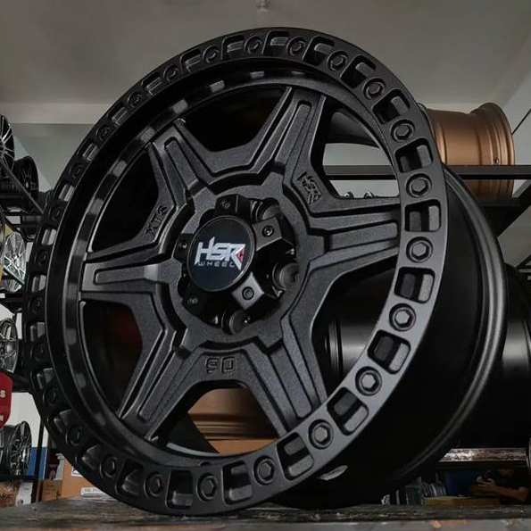 VELG MOBIL OFFROAD TYPE HSR XTS06 R16 LEBAR 8 PCD 5X114,3 ET15 WARNA HITAM PELEK RING 16 BAUT 5