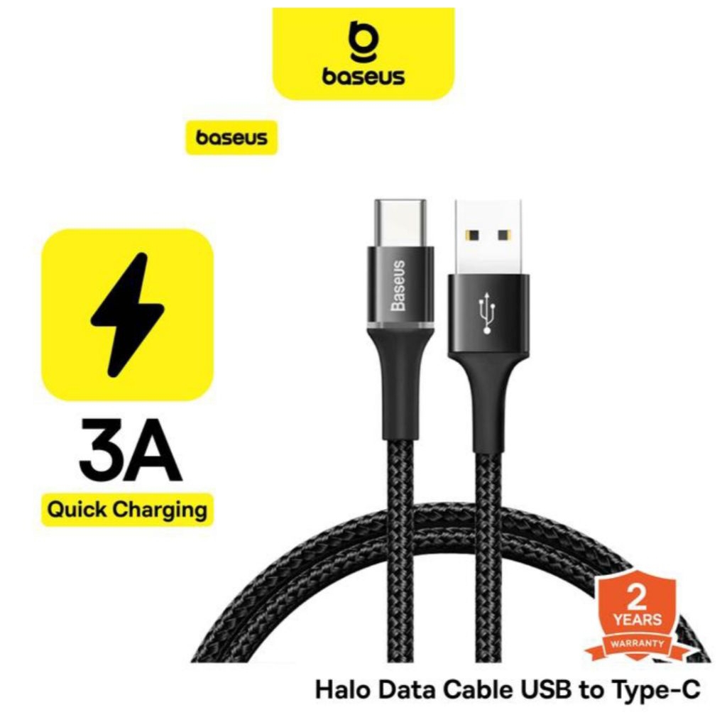 Baseus Kabel Data kabel charger LED Baseus Halo Data Cable Fast Charging USB-A TO Type C 1M
