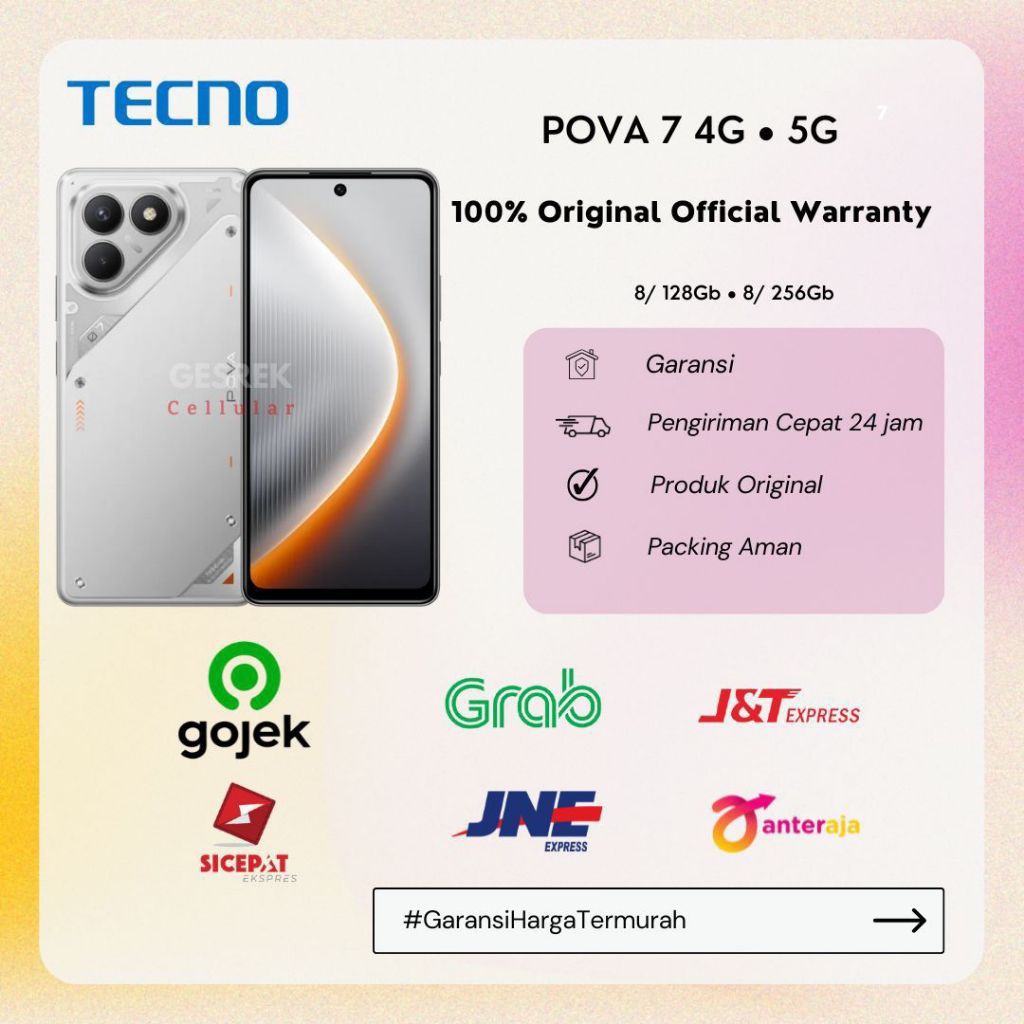 Tecno Pova 7 4G 5G 128GB 256GB - Garansi RESMI