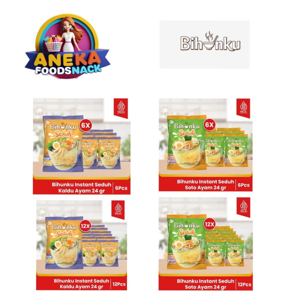 

Paket Bundling - Bihunku Instant - Seduh Kaldu ayam - seduh soto - 24gr - 6pcs - 12pcs