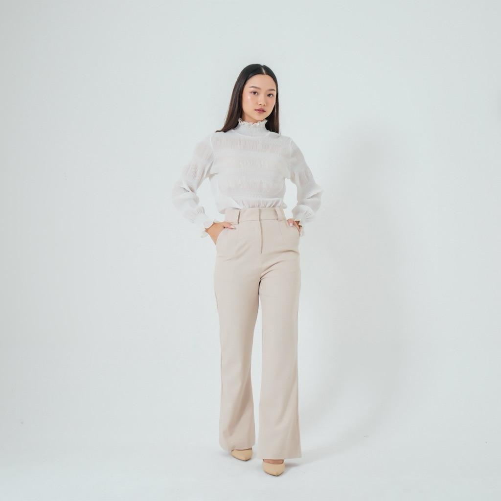 Celana Cutbray Flare Wanita / Cutbray Higtwaist Pants / Celana Cutbray Bahan Semi Wool