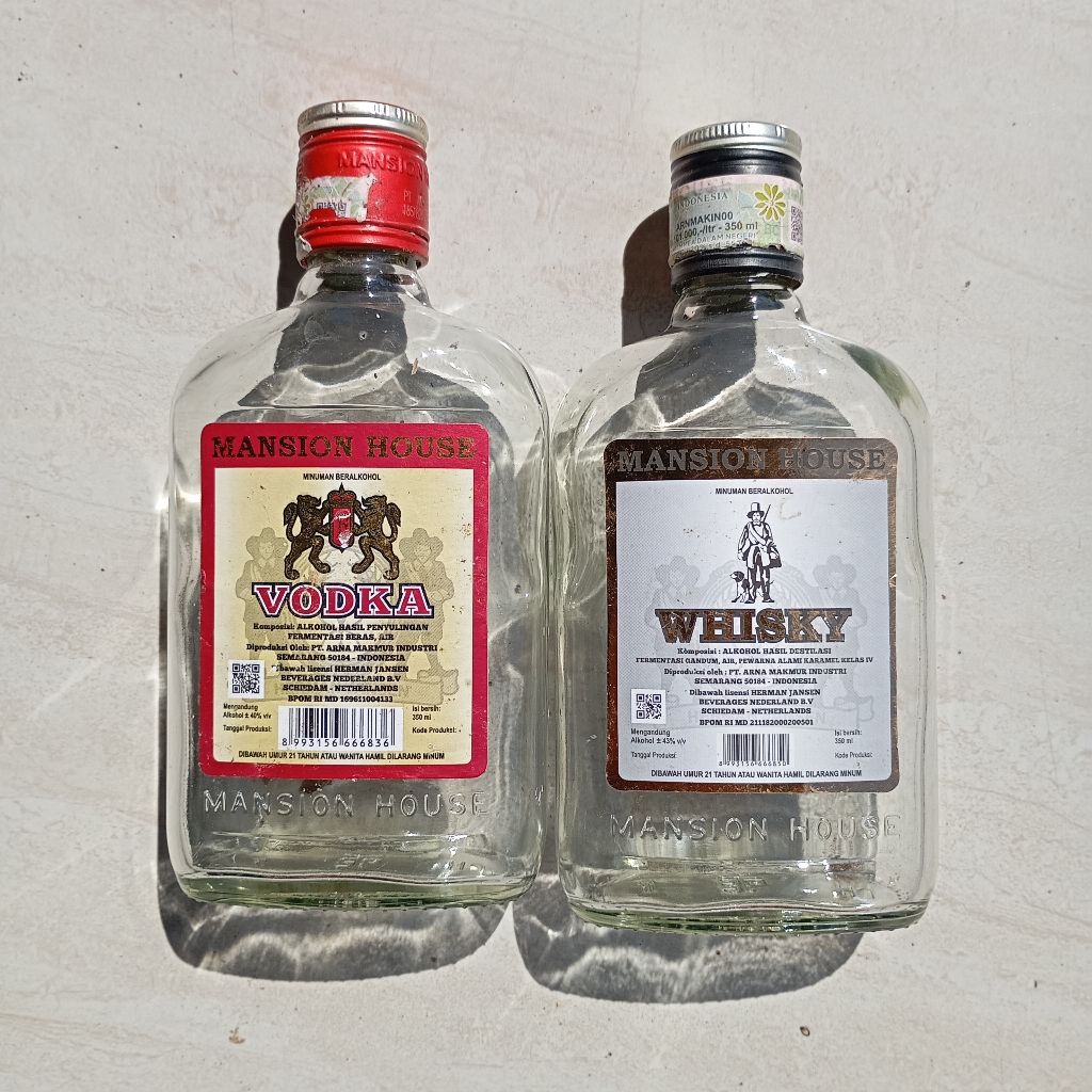 Botol kaca mansion gepeng besar 350ml + tutup botol mansion ikan cupang bagus hiasan dinding