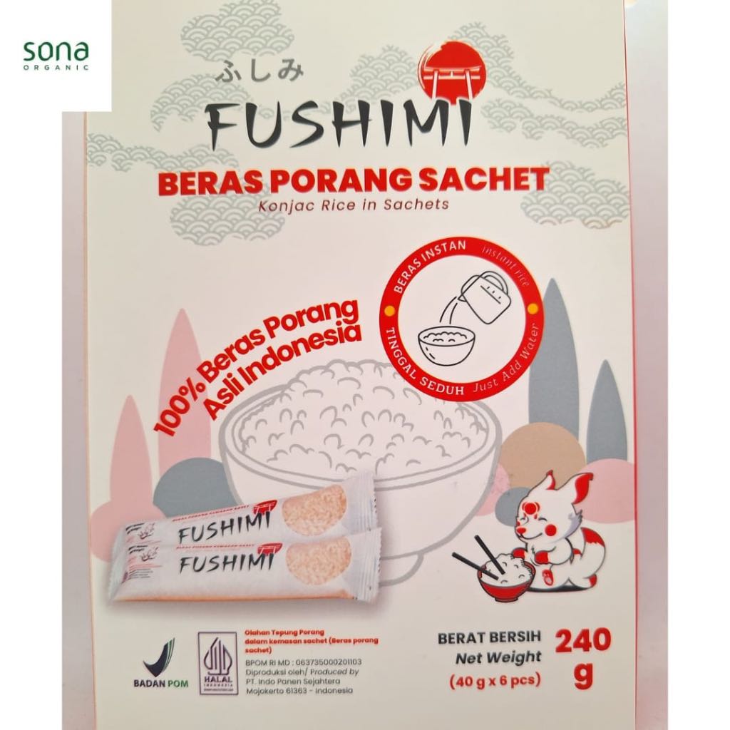 

Beras Porang Box 240gr - Fushimi - Beras Porang Sachet- 40g x 6