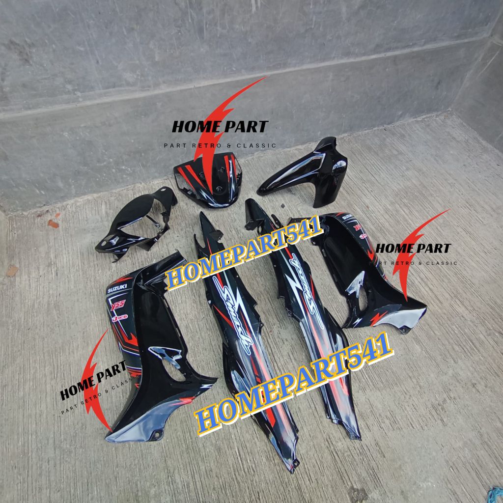 BODY HALUS SUZUKI SMASH NEW HITAM SET STRIPING
