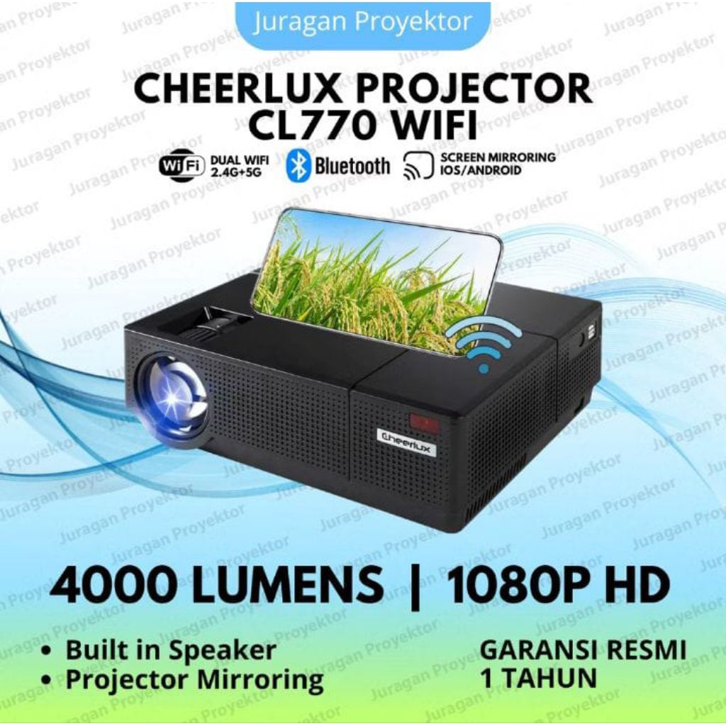 Cheerlux CL770 Smart Proyektor Android Wifi 4000 Lumens | Proyektor CL770 Android