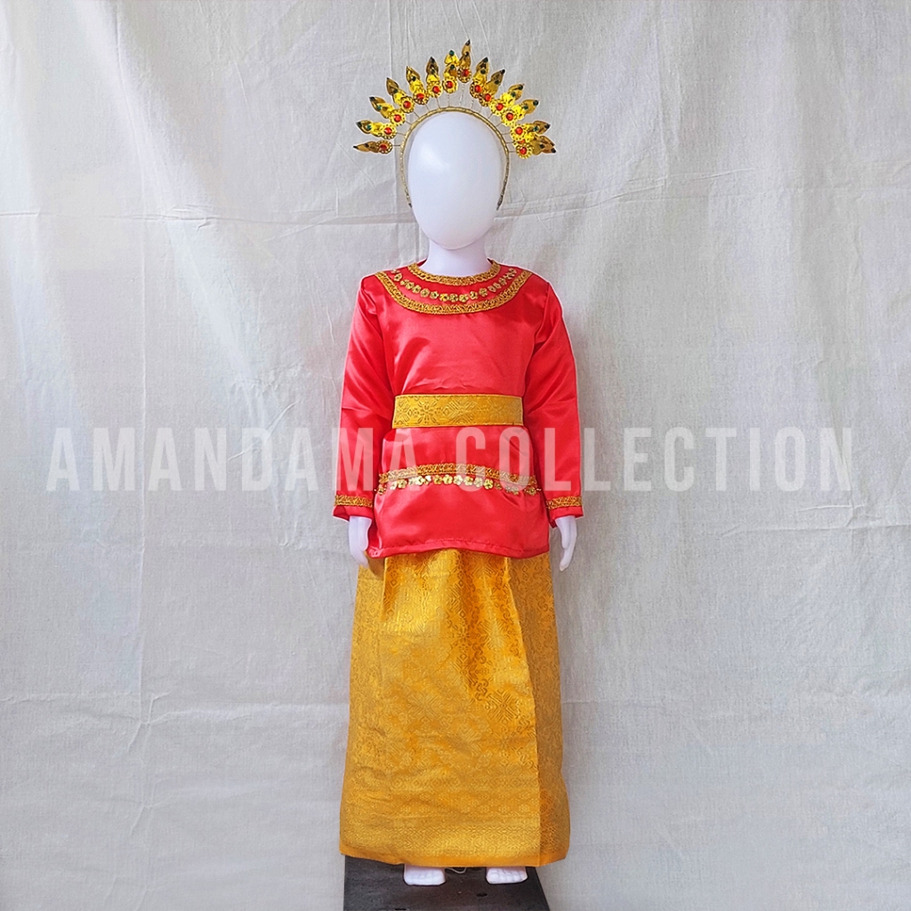 Baju Kurung Melayu Anak Perempuan Set Sunting Kecil TK SD SMP SMA - Baju Tari Melayu Anak Perempuan 