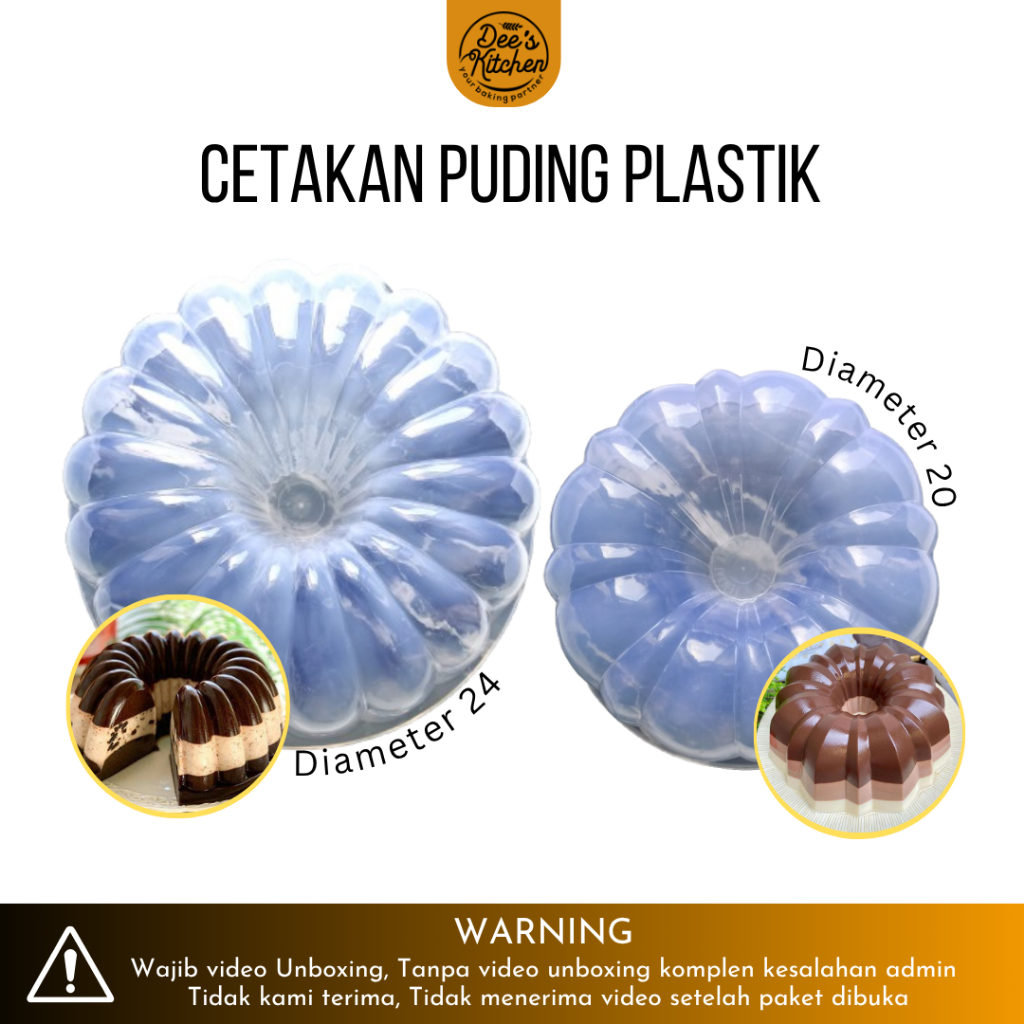 [Satuan] Cetakan Puding Plastik | Cetakan pudding besar D20cm & D24cm