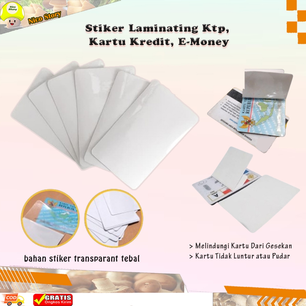 

(ncs) Grosir Stiker Anti Gores Laminating Polos glossy KTP sim kartu kredit credit card atm lem praktis