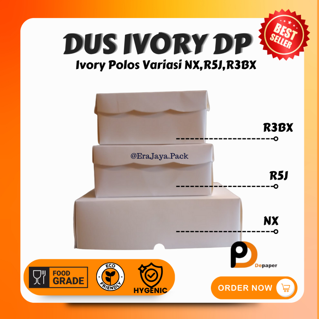 

[Min 30pcs] Dus Kue Ivory Polos Non Laminasi Warna Putih Kardus Makanan