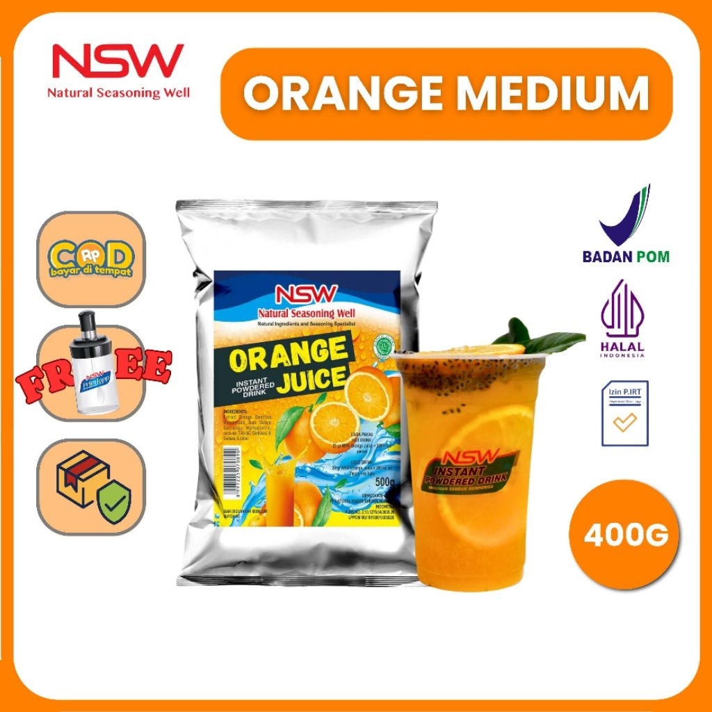 

NSW Powder Drink Rasa Orange Juice MEDIUM 400 gr/ 13 gelas