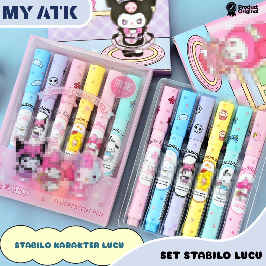 

6 PCS 1 Set Stabilo Highlighter / Stabilo Pastel Color Cute Penanda Pewarna