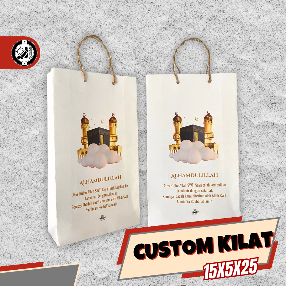 

BEST SELLER READY STOCK SIAP KIRIM PAPERBAG TAS SOUVENIR OLEH-OLEH HAJI UMROH MUAT DI ISI JAJAN HIJAB MURAH FULL WARNA 15X5X25