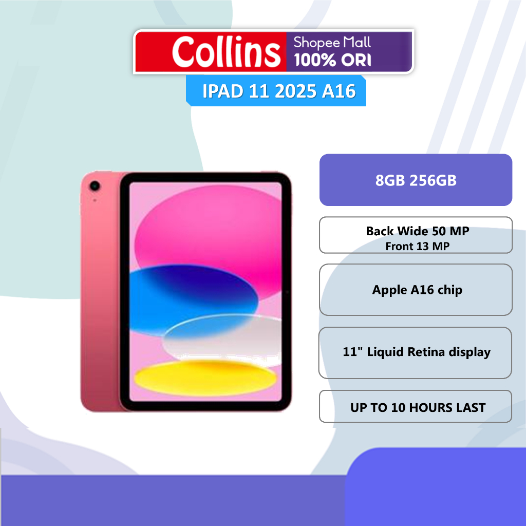 IPAD 11 2025 A16 256GB WIFI 11 INCH RESMI INDONESIA IBOX
