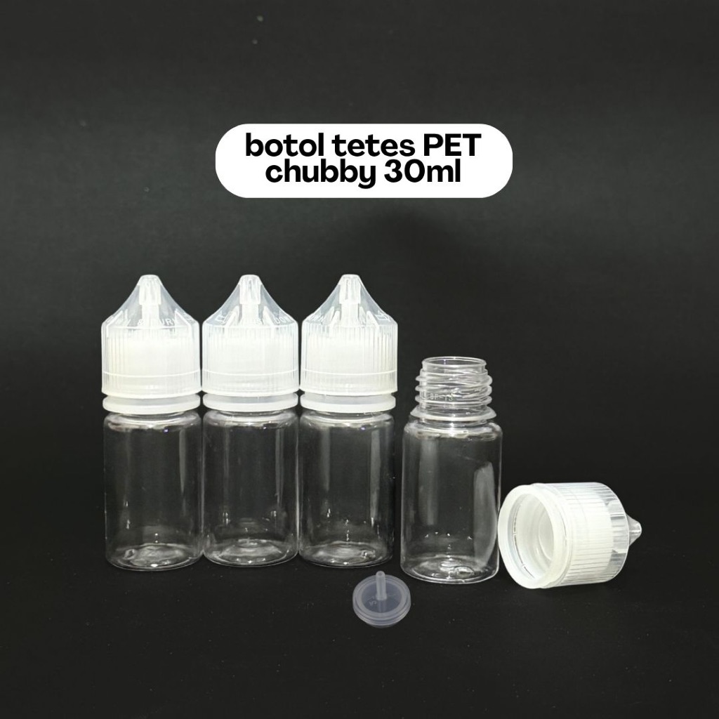 botol tetes PET chubby 30 ml, botol chubby, botol essen