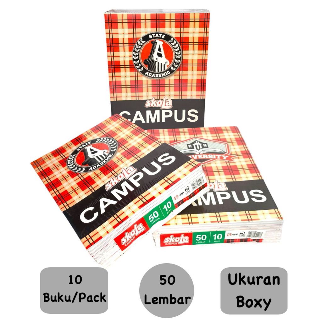 

Skola Campus Buku Tulis Boxy 50 Lembar 1 Pack Isi 10 Buku Ukuran Boxy (Harga Per Pack)