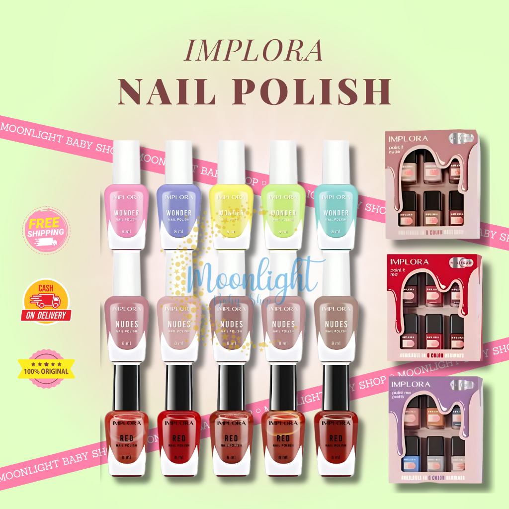 Implora Nail Polish ✔️BPOM Kutek Red | Clear | Nudes | Wonder