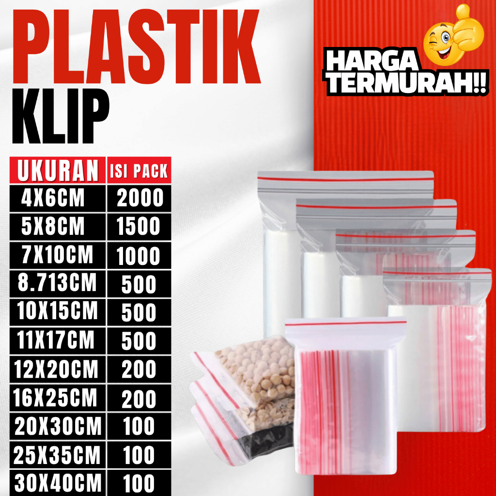 Plastik Klip Bening / Plastik Klip / Plastik Packing Makanan Premium Tebal Isi Full