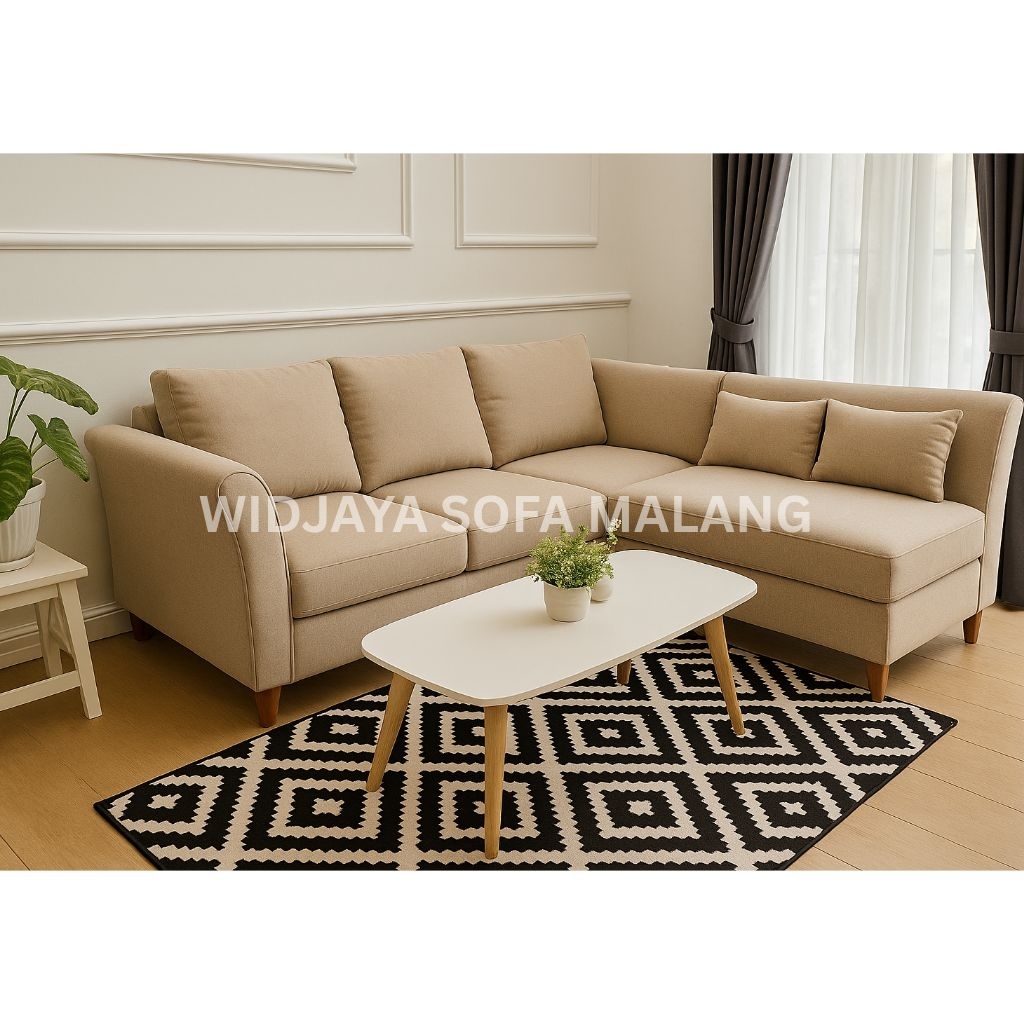 Sofa L pedang , kaki kayu , Sofa L putus, sofa minimalis