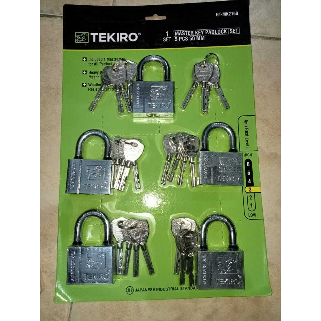 Gembok TEKIRO isi 5 pcs/gembok master key set TEKIRO 50mm/gembok set 50mm TEKIRO master key