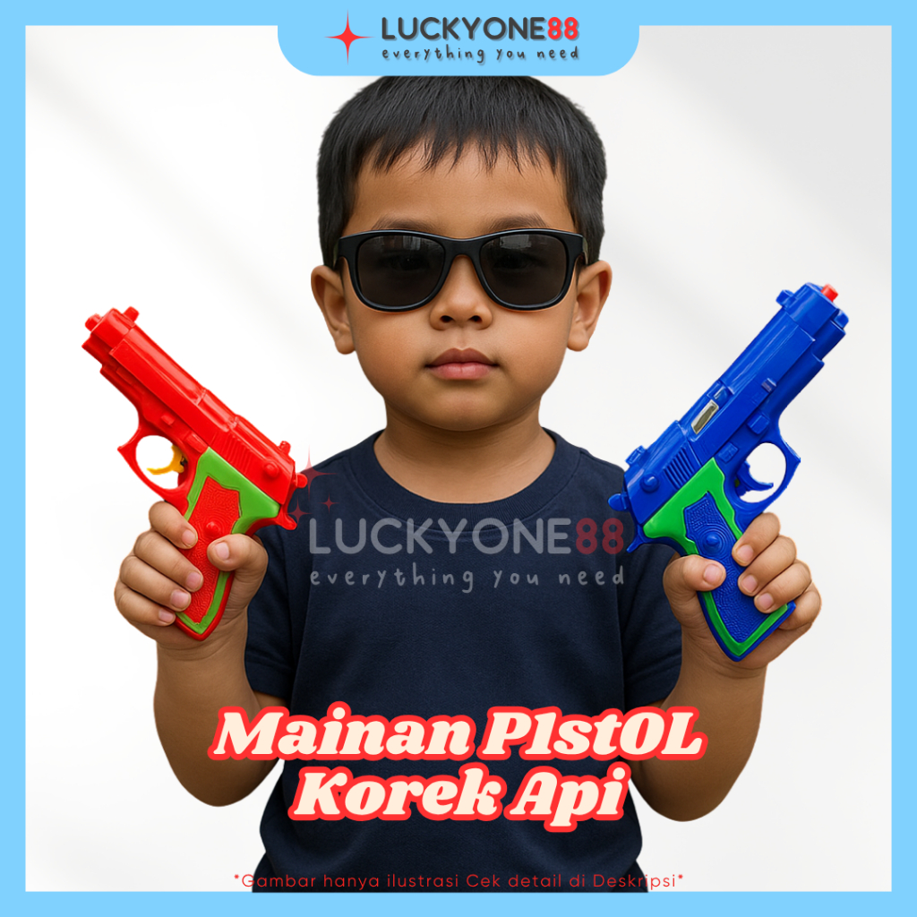 MAINAN Pistol Korek Api Kayu Murah Tembakan Aman dimainkan Azzuri Gun Police