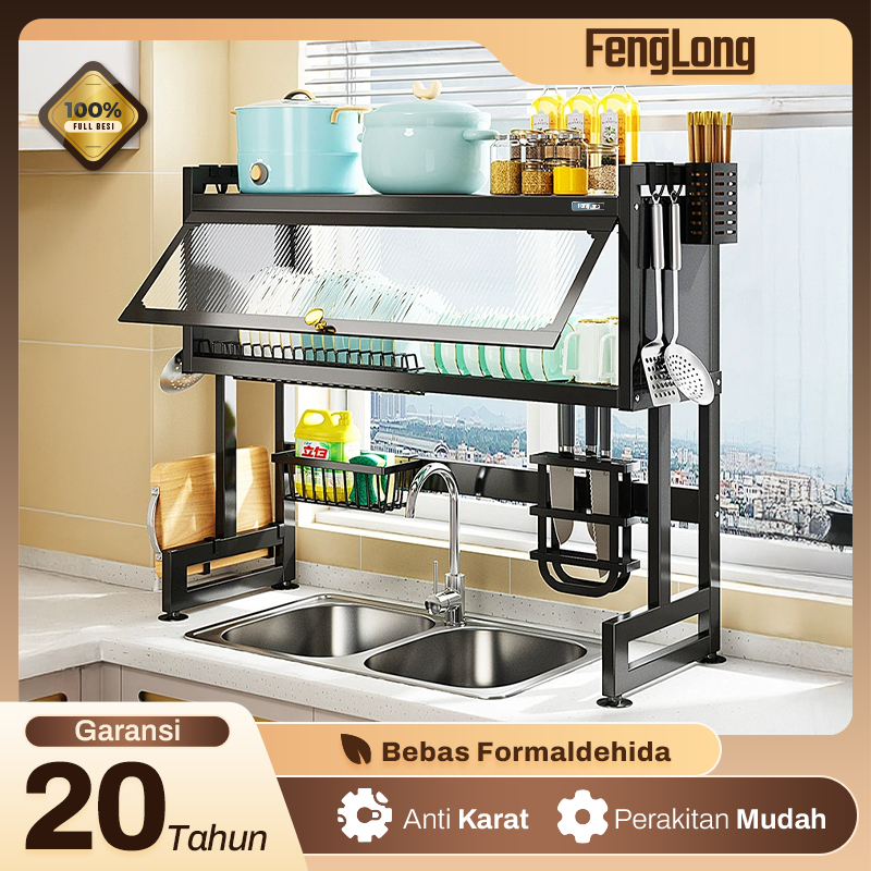 FENG LONG RAK PIRING WASTAFEL RAK WASTAFEL CUCI PIRING RAK PIRING WASTAFEL STAINLESS