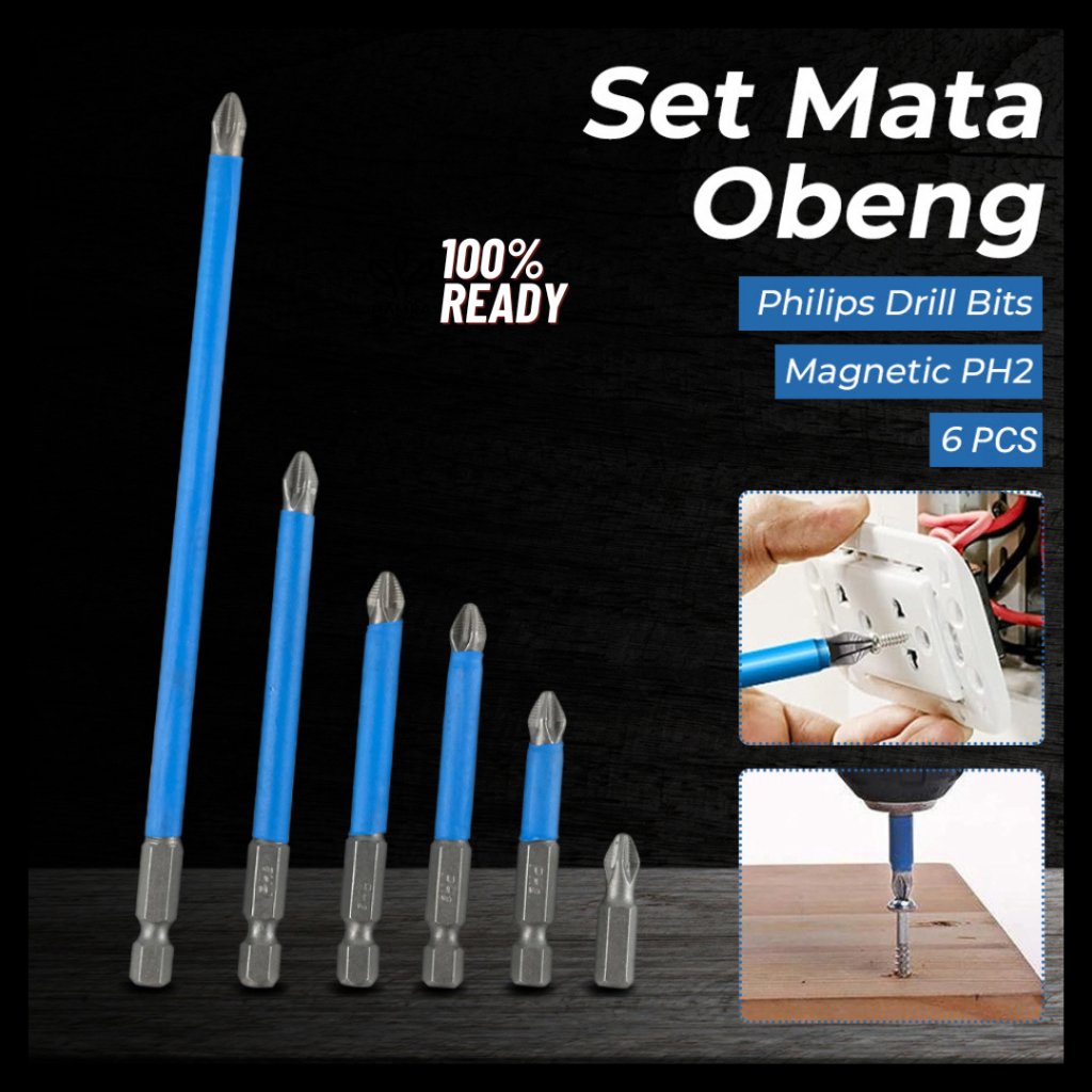 Mata Obeng Magnet / MATA OBENG ELEKTRIK / 6pcs Mata bor Obeng Magnetik / Mata Bor Obeng