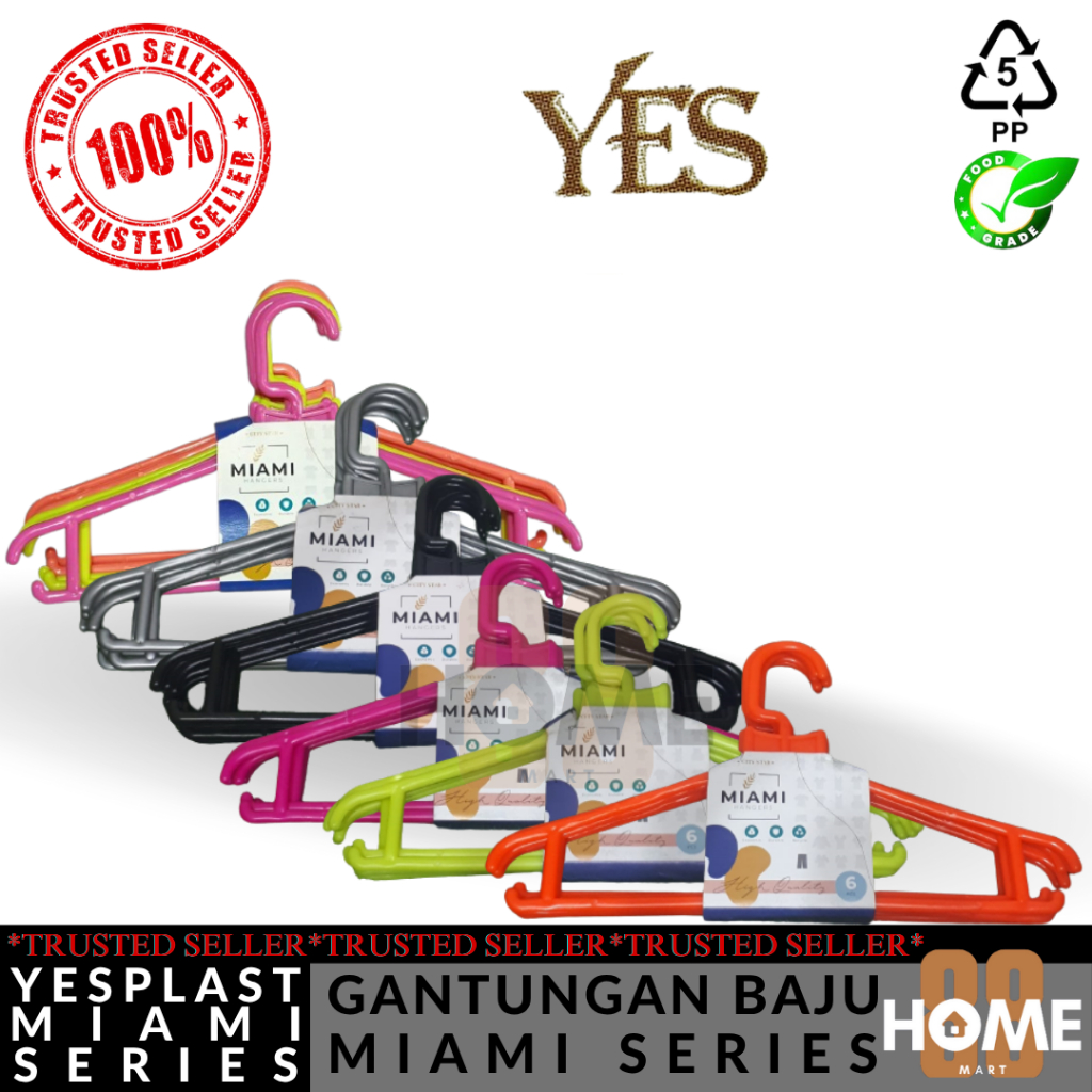 HANGER GANTUNGAN BAJU PLASTIK TEBAL DAN KUAT DEWASA MIAMI