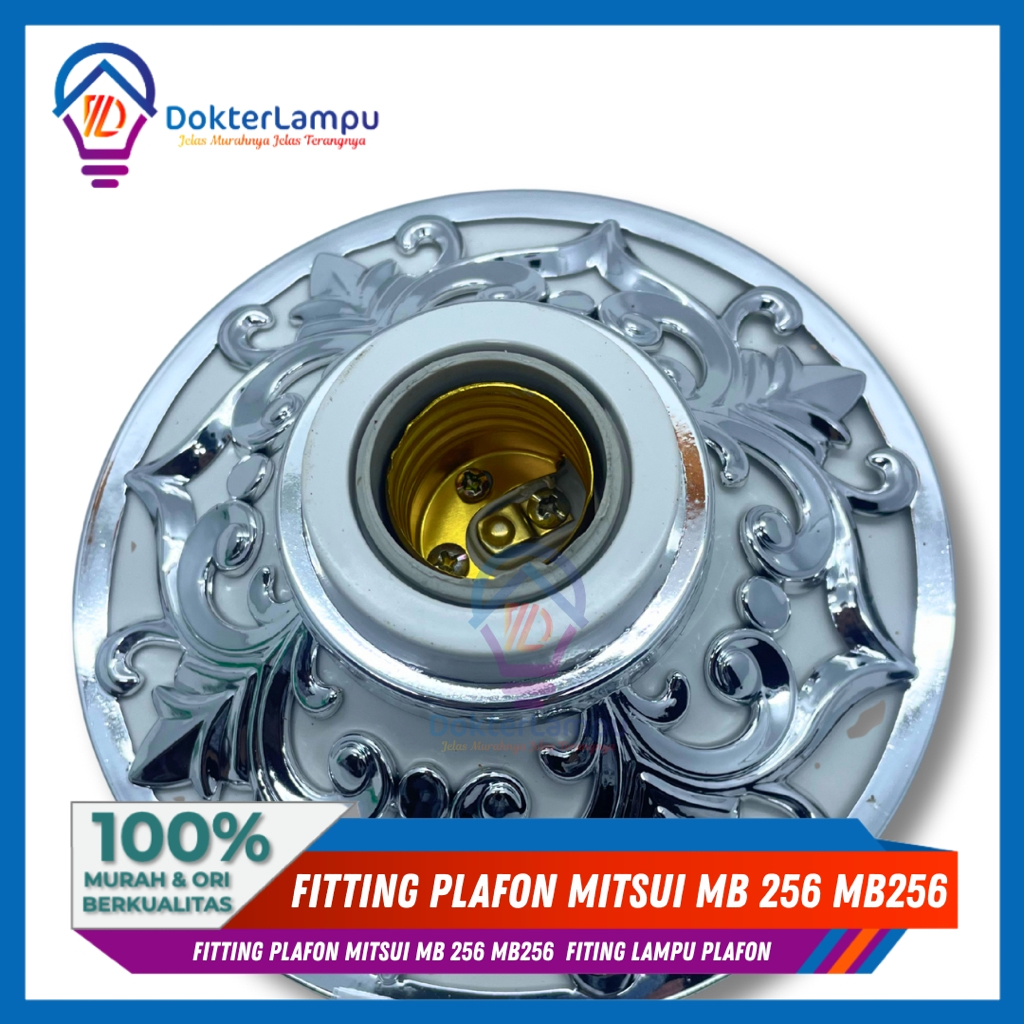 Fitting Plafon Mitsui MB 256 MB256 Fiting plafon jumbo Fiting Lampu Plafon Biru Abu 5.5 inch