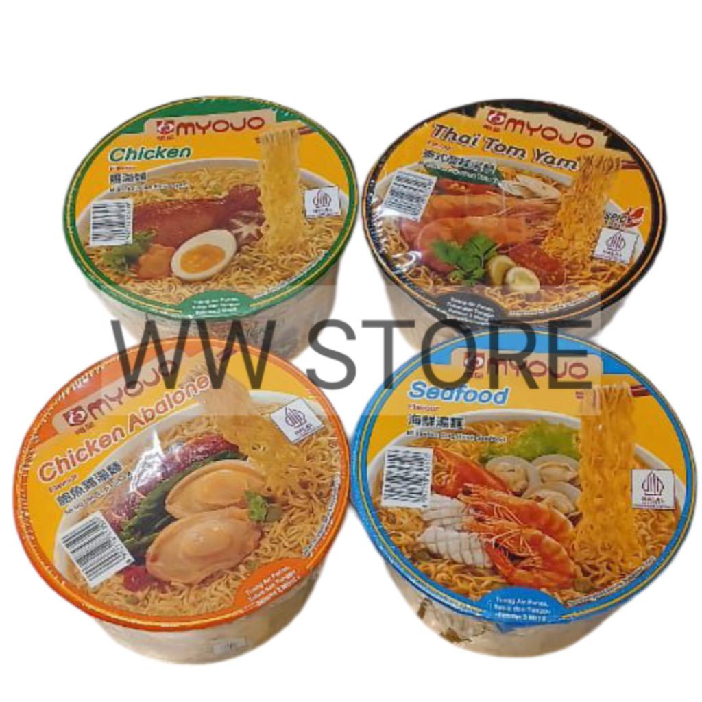

Mi mie instan rasa ayam dan kerang tomyam tomyum halal MUI MYOJO Chicken Abalone Seafood Thai Tom Yum Yam Flavour Flavor Instant Cup