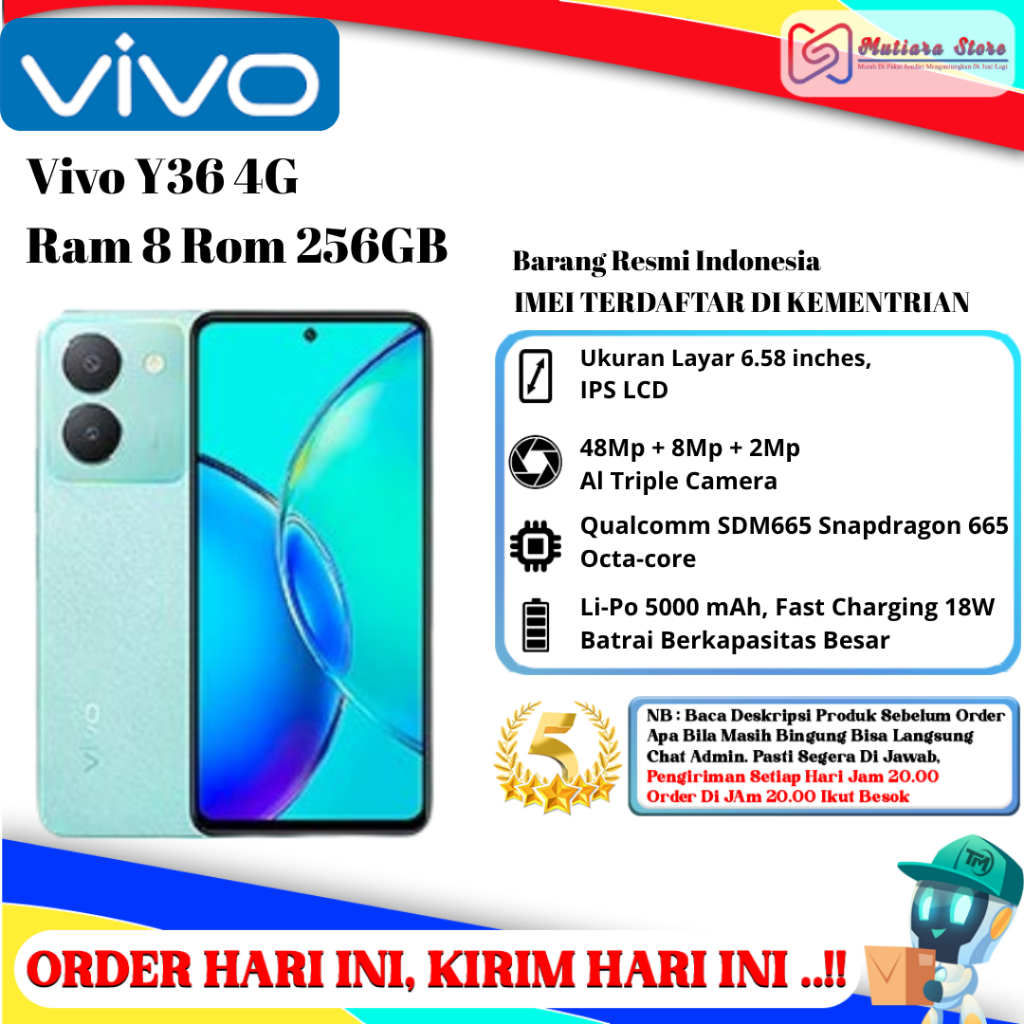 Vivo Y36 4G |  5G Ram 8 Rom 256GB